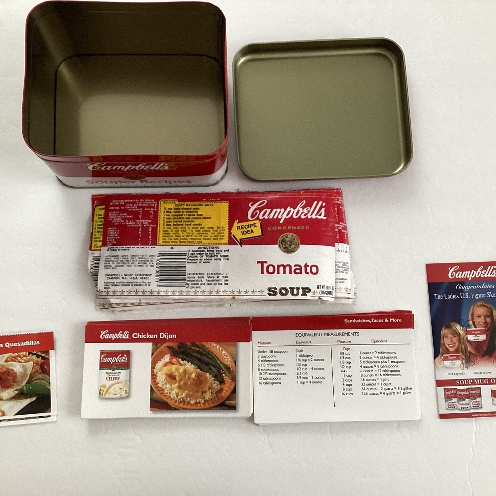 Vintage Campbell’s’s Souper Recipe Tin  Box  Cards Labels